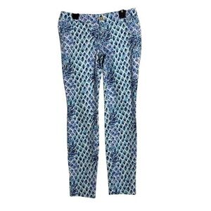Lilly Pulitzer Womens Pants Pineapple Blue White Size 0